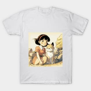 Girl & Shiba Inu's Endearing Bond T-Shirt